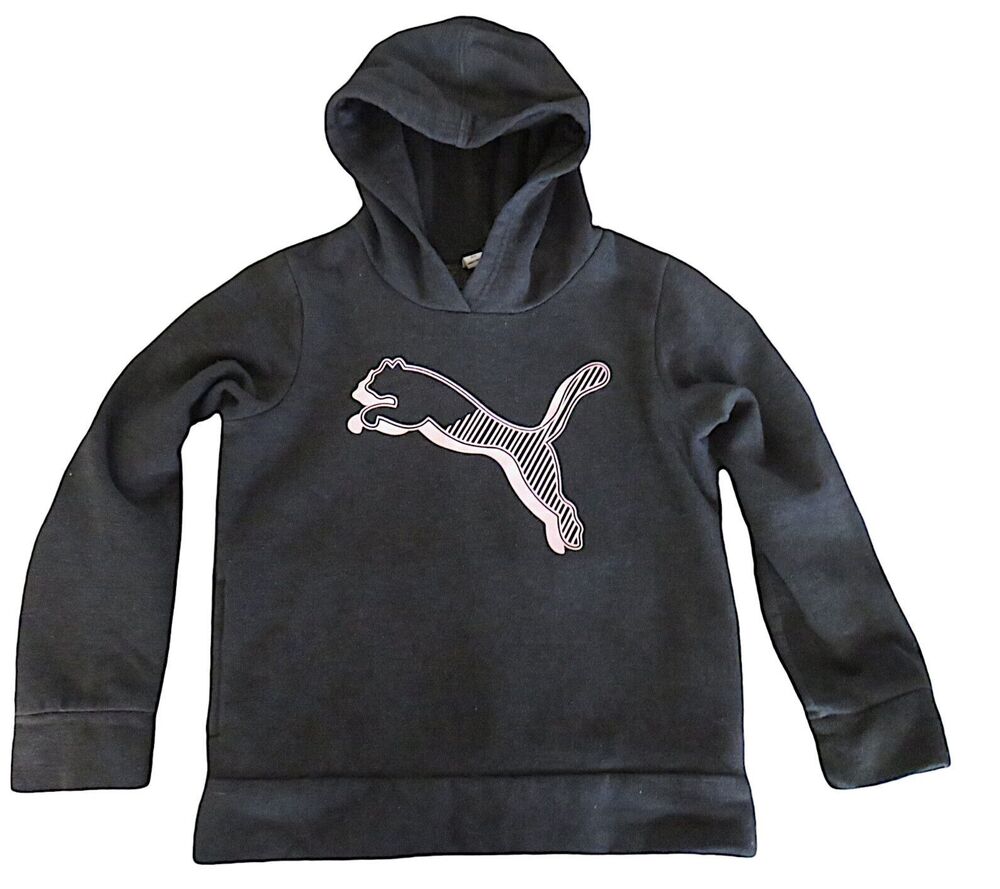 Puma Gray And Pink Sweatshirt Hoodie Youth Girl's Child Size Small